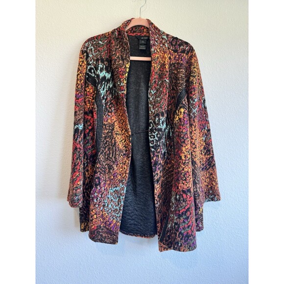 Ali Miles Women's Boho Artsy Colorful Button Front Jacket Cardigan Knit 3X - Picture 3 of 12